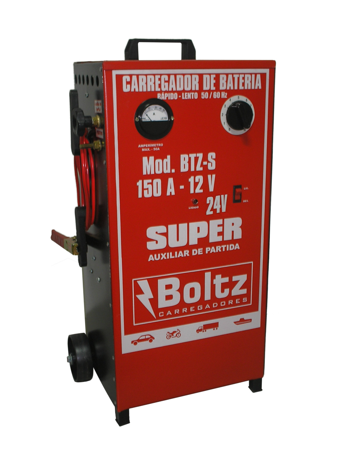 CARREGADOR BATERIA 150A SUPER/BIVOLT C/ AUXILIAR DE PARTIDA