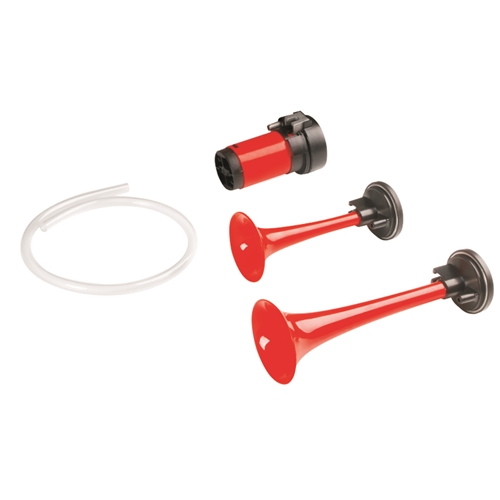 BUZINA 2 CORNETAS VERMELHA C/ MOTOR 12V