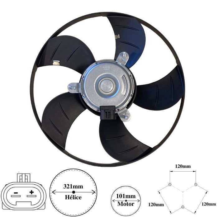 ELETROVENTILADOR FIAT PALIO STRADA SIENA FIRE 00> GM CELTA PRISMA 1.0/1.4 8V VHC 06> FLEX 5 PAS S/AR