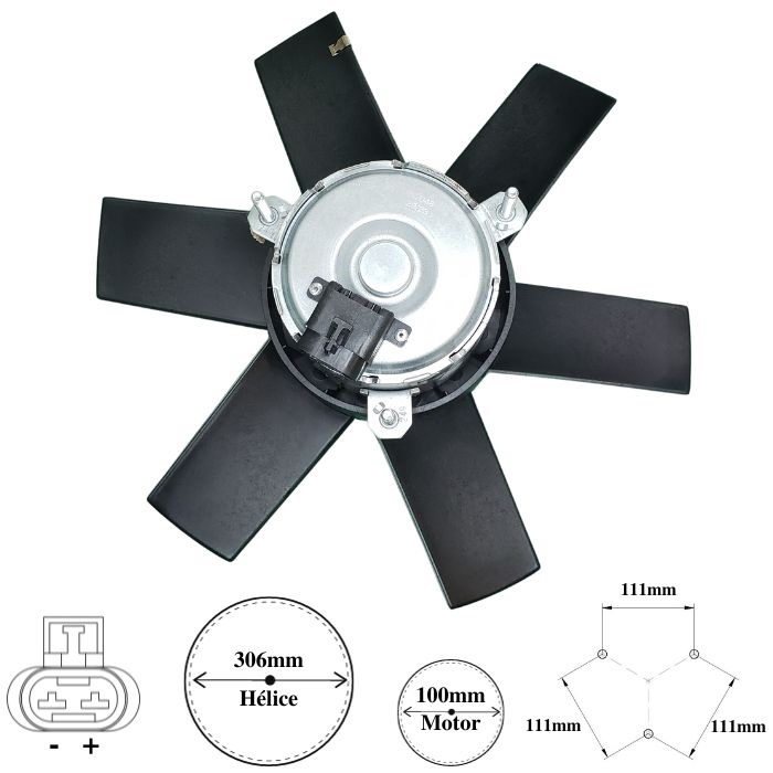 ELETROVENTILADOR FIAT UNO ELBA FIORINO 89>03 1.0 1.3 1.5 1.6 SPI/MPI TEMPRA 2.0 92>98 8V 6 PAS S/AR