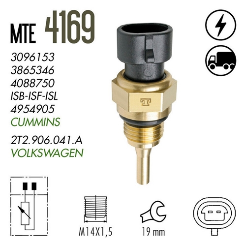 PLUG ELETRONICO AGUA FORD CARGO 06> F350 14> VW CONSTELLATION DELIVERY 21> CUMMINS ISL 330/400 10>