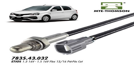 SONDA LAMBDA TOYOTA ETIOS 13> 16V FLEX PRE/POS CAT 4FIOS 32CM