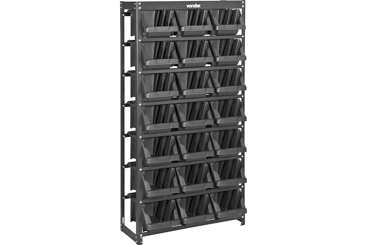 ESTANTE METALICA C/21 GAVETEIROS MODELO PRATICO PRETO 21/7