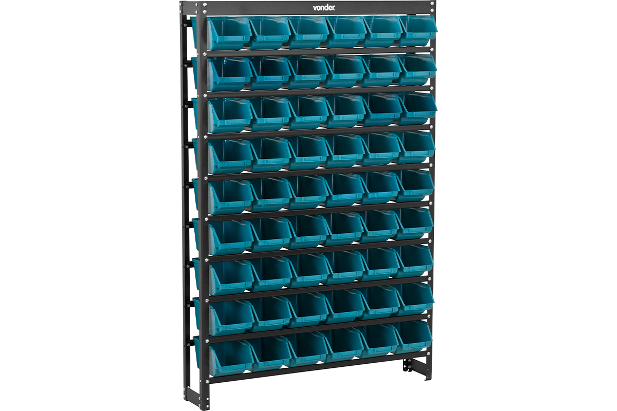 ESTANTE METALICA COM GAVETEIROS MODELO PRATICO AZUL 54/5